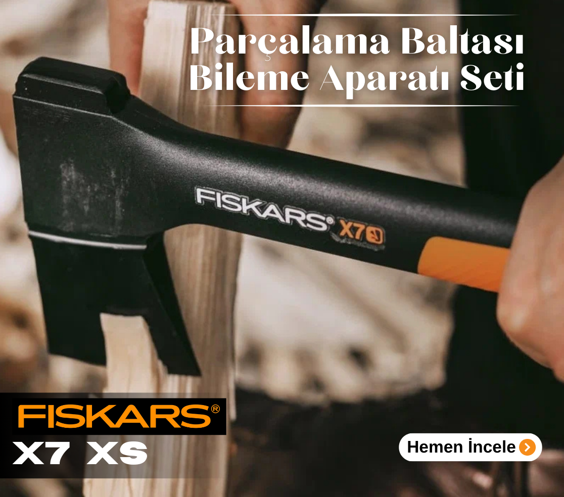  Fiskars XS, X7 Parçalama Baltası + Bileme Aparatı Seti