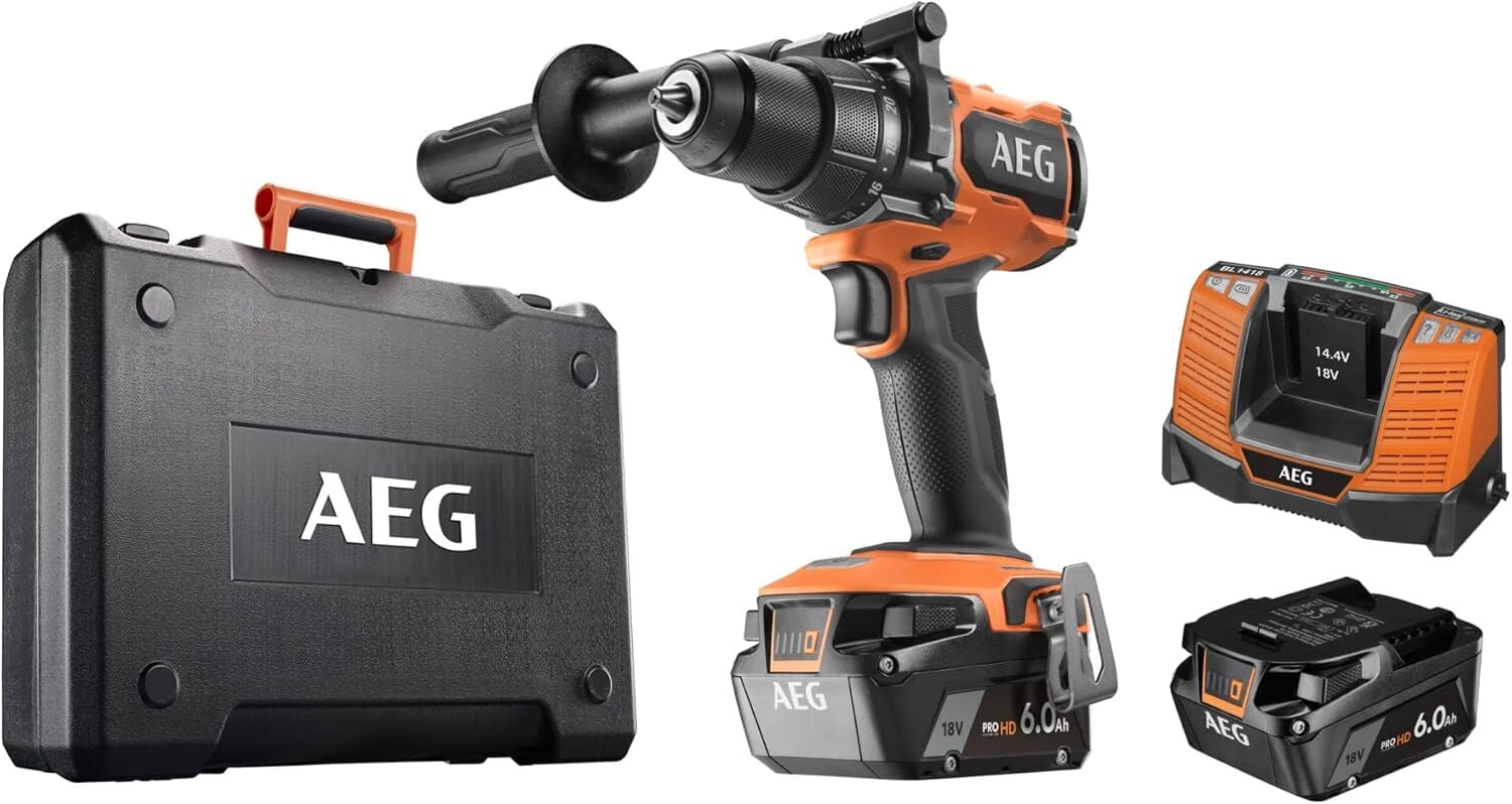 Aeg BSB 18BL2-602K 18V 2x6.0Ah Çift Akülü Kömürsüz Darbeli Matkap – 4935481043