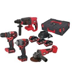 Attlas ATB 21 KS4A - 403C 3x4.0 Ah Üç Akülü Kömürsüz 4'Lü Kombo Set (Matkap + Kırıcı + Somun Sıkma + Taşlama) - A0104176