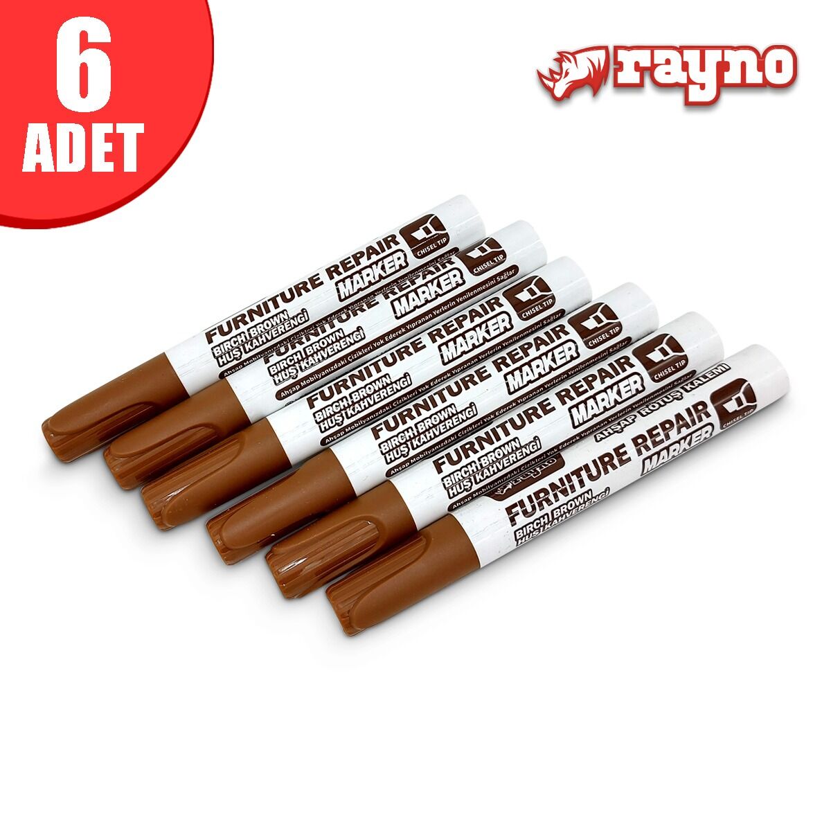 Rayno Ahşap Rötuş Kalemi Seti Huş Kahverengi 6 Lı - RYN10461