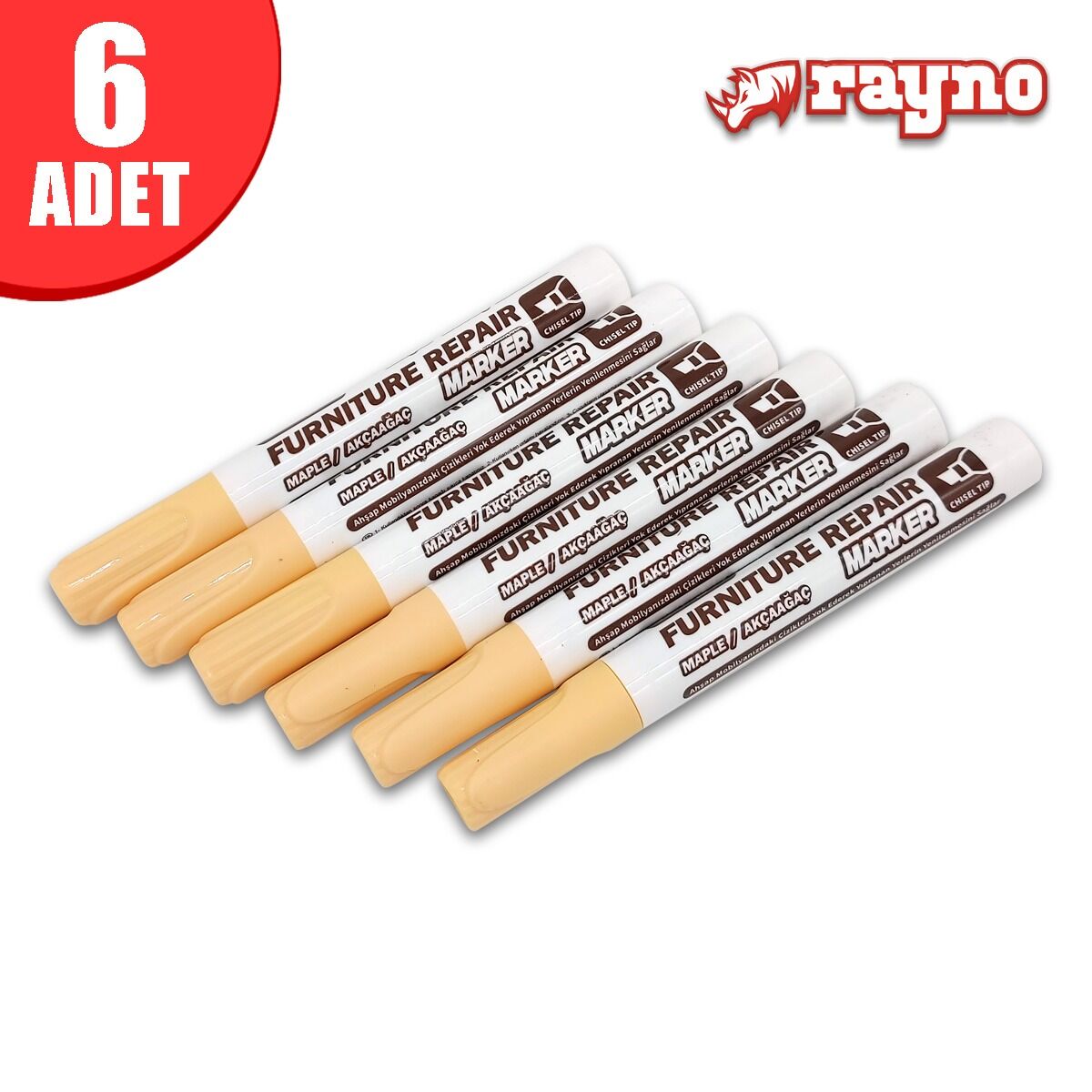 Rayno Ahşap Rötuş Kalemi Seti Akçağaç 6 Lı - RYN10463