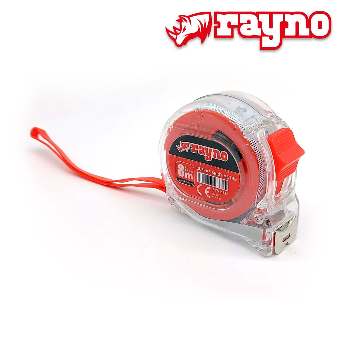Rayno Şeffaf Şerit Metre 8m x 25mm - 11513