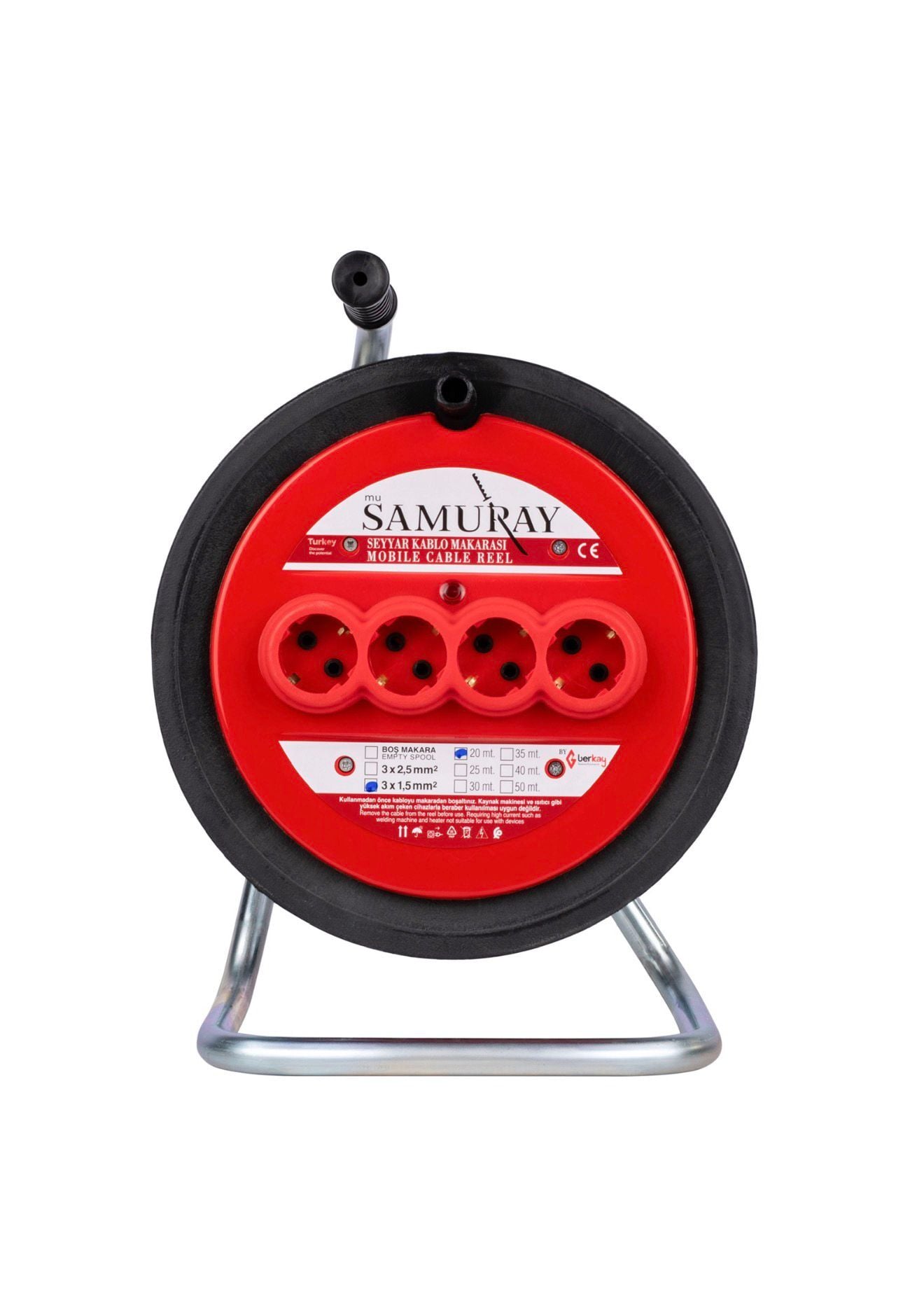 Samuray Seyyar Makaralı Uzatma Kablosu 3x2,5mm 50 mt - 32550