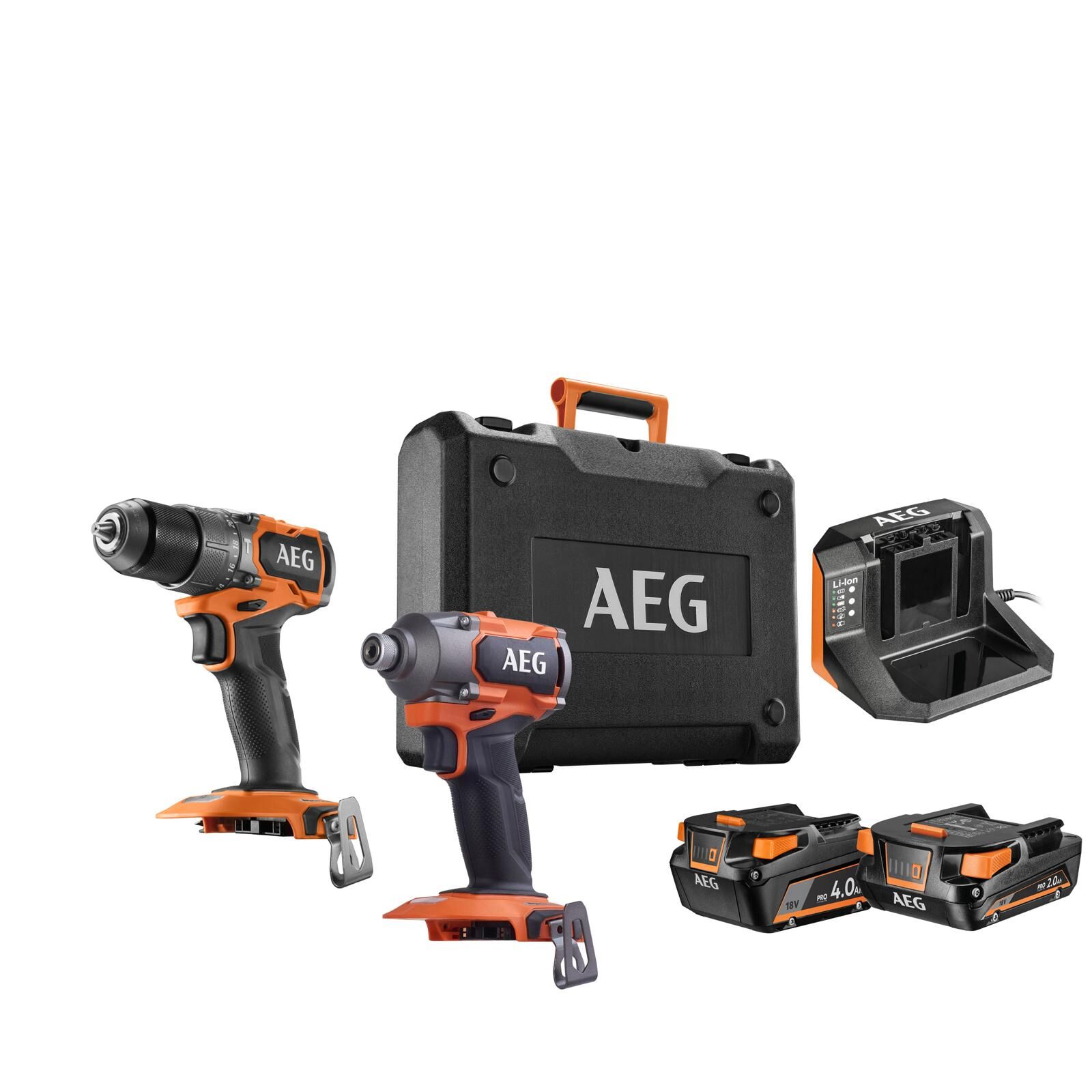 Aeg CK18 AC-2 BL-X02B Çift Akülü Kömürsüz Kombo Set Darbeli Matkap + Darbeli Vidalama 2.0Ah+4.0Ah - 4935499435