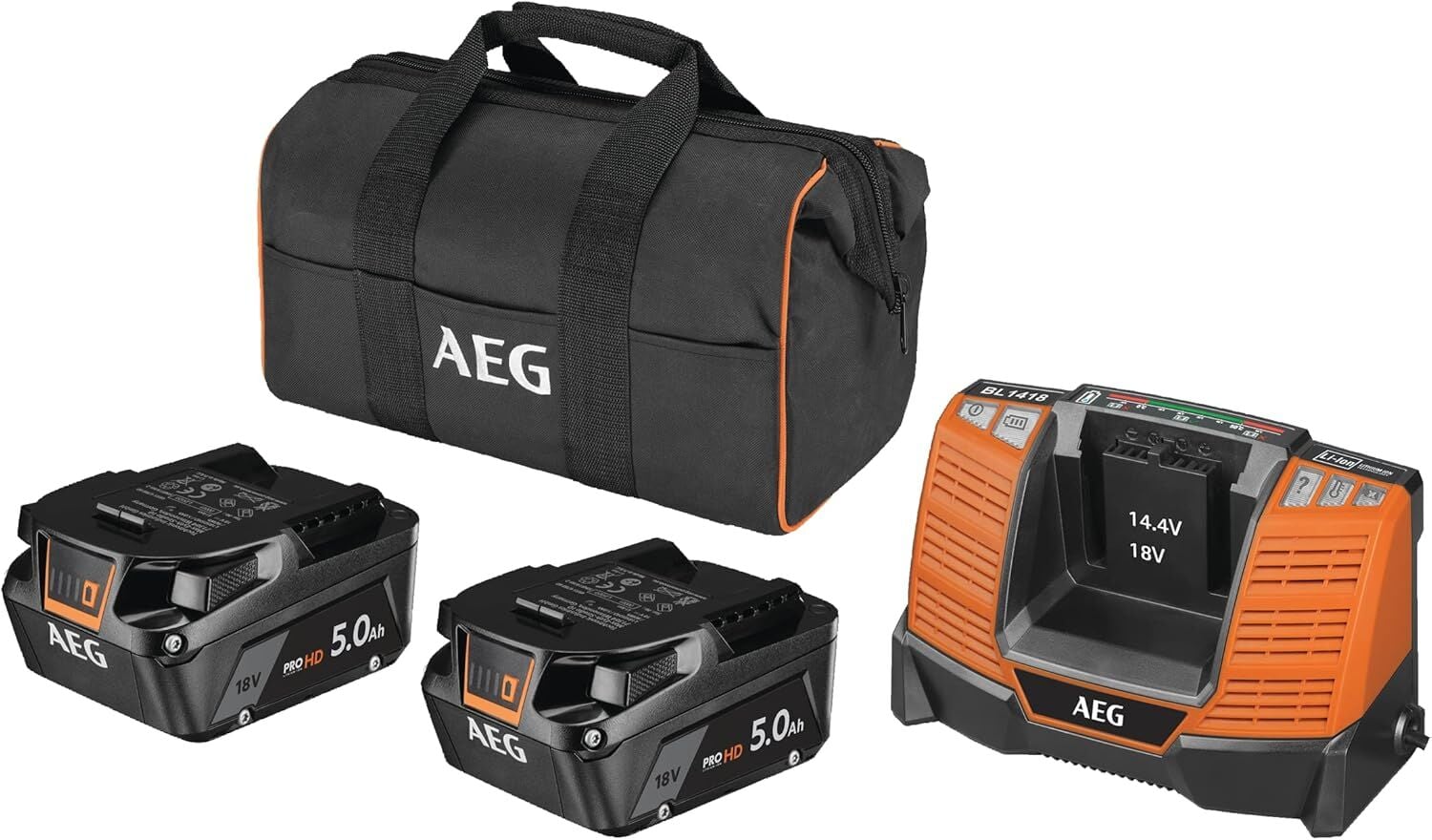 AEG SETLL1850SHD 18V-2x5.0Ah  Yedek Akü + Şarj Cihazı - 4935478945