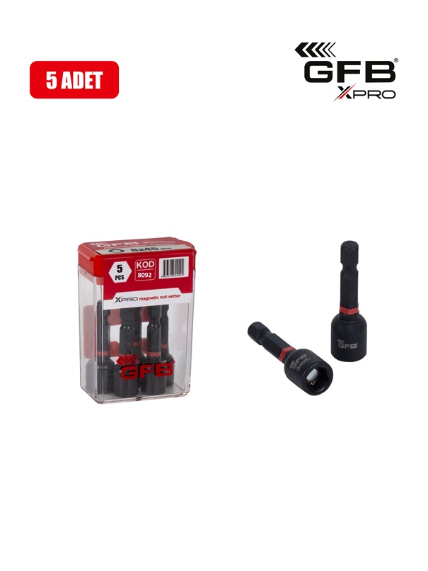 Gfb 8092 Xpro Manyetik Somun Lokması Siyah 13x45 mm 5 Parça