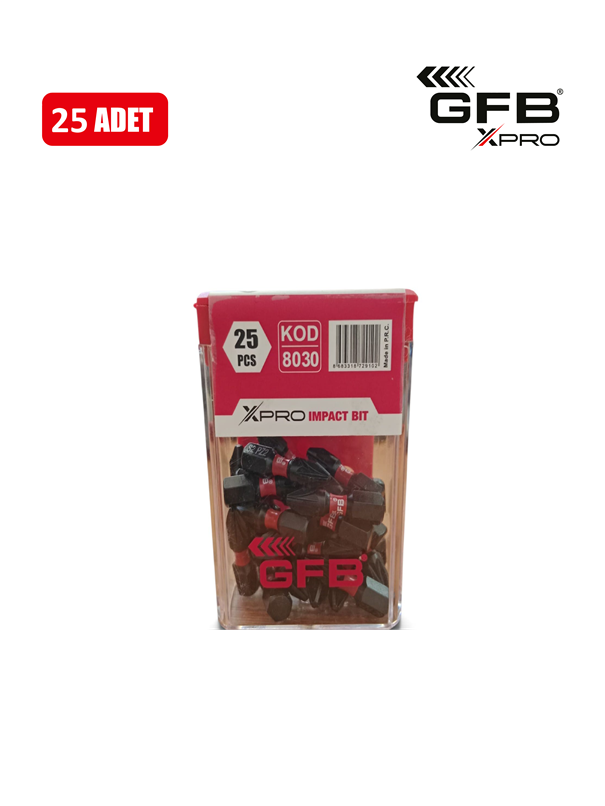 Gfb 8030 Xpro Darbeli Tornavida Ucu Siyah PZ-2 25 mm 25 Parça