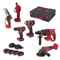 Attlas ATB 21 KS6A-404C 4x4.0Ah Üç Akülü 6'lı Kömürsüz El Aleti Seti – Darbeli Matkap, Kırıcı Delici, Somun Sıkma, Taşlama, Budama Makası, Testere - A104179