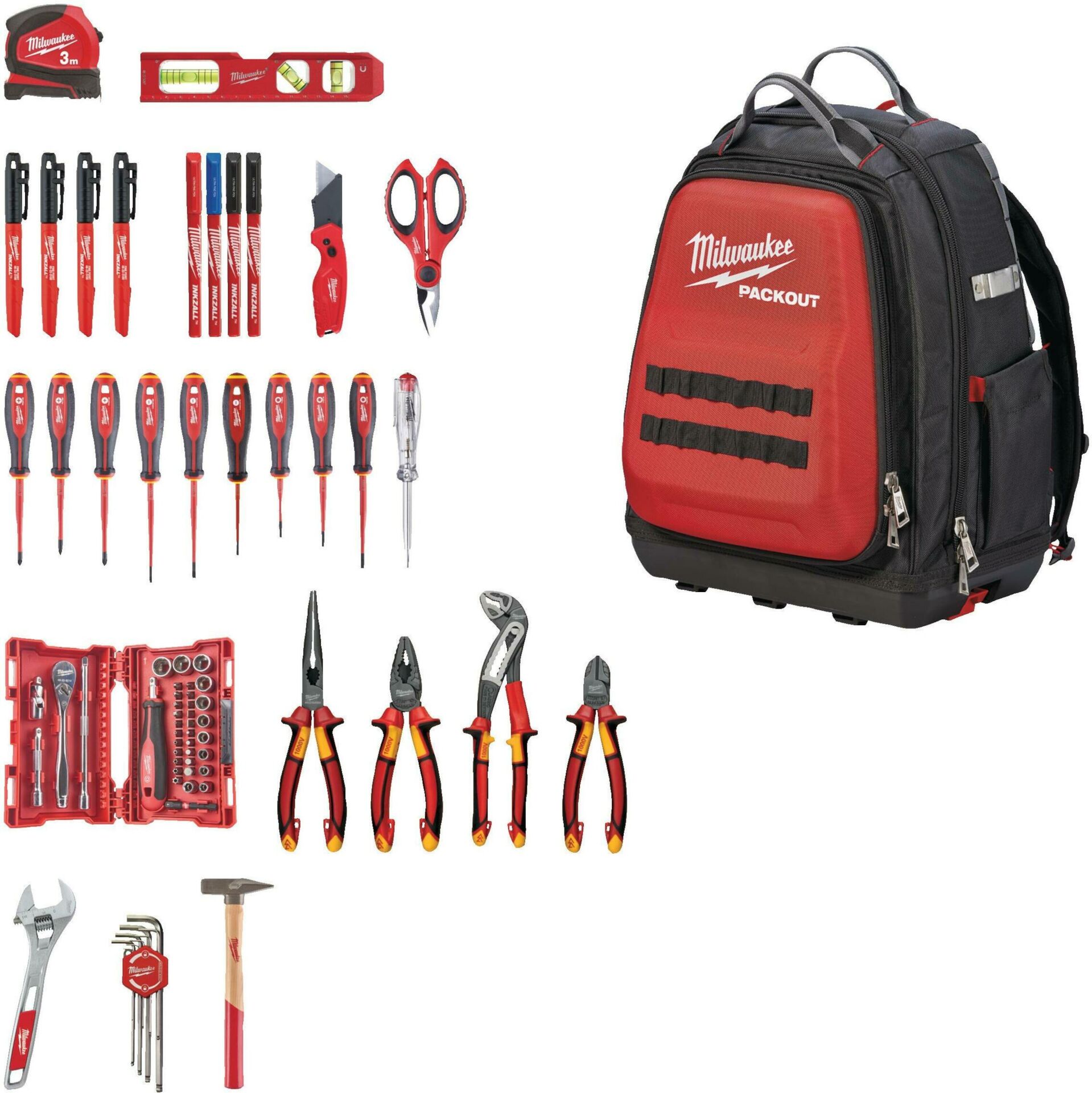 Milwaukee Packout Sırt Çantalı Elektrikçi Seti 76 Parça -  4932498407