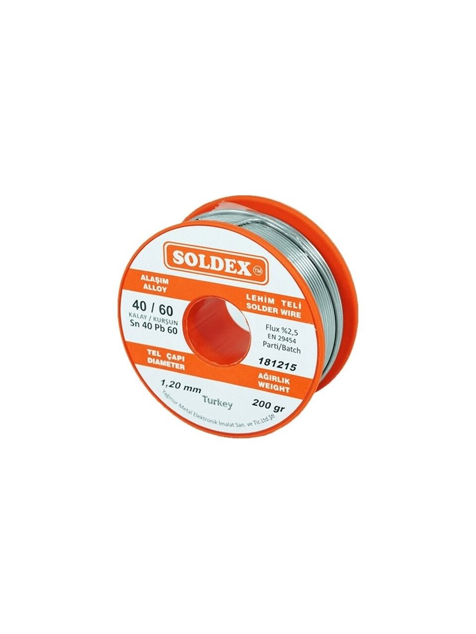 Soldex 40-60 Lehim Teli 200 gr 1.2 Mm- Sn:40 / Pb:60