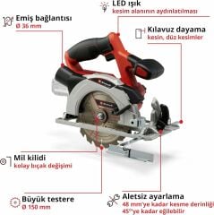 Einhell TE-CS 18/150 Li - Solo, Akülü Daire Testere - 4331220