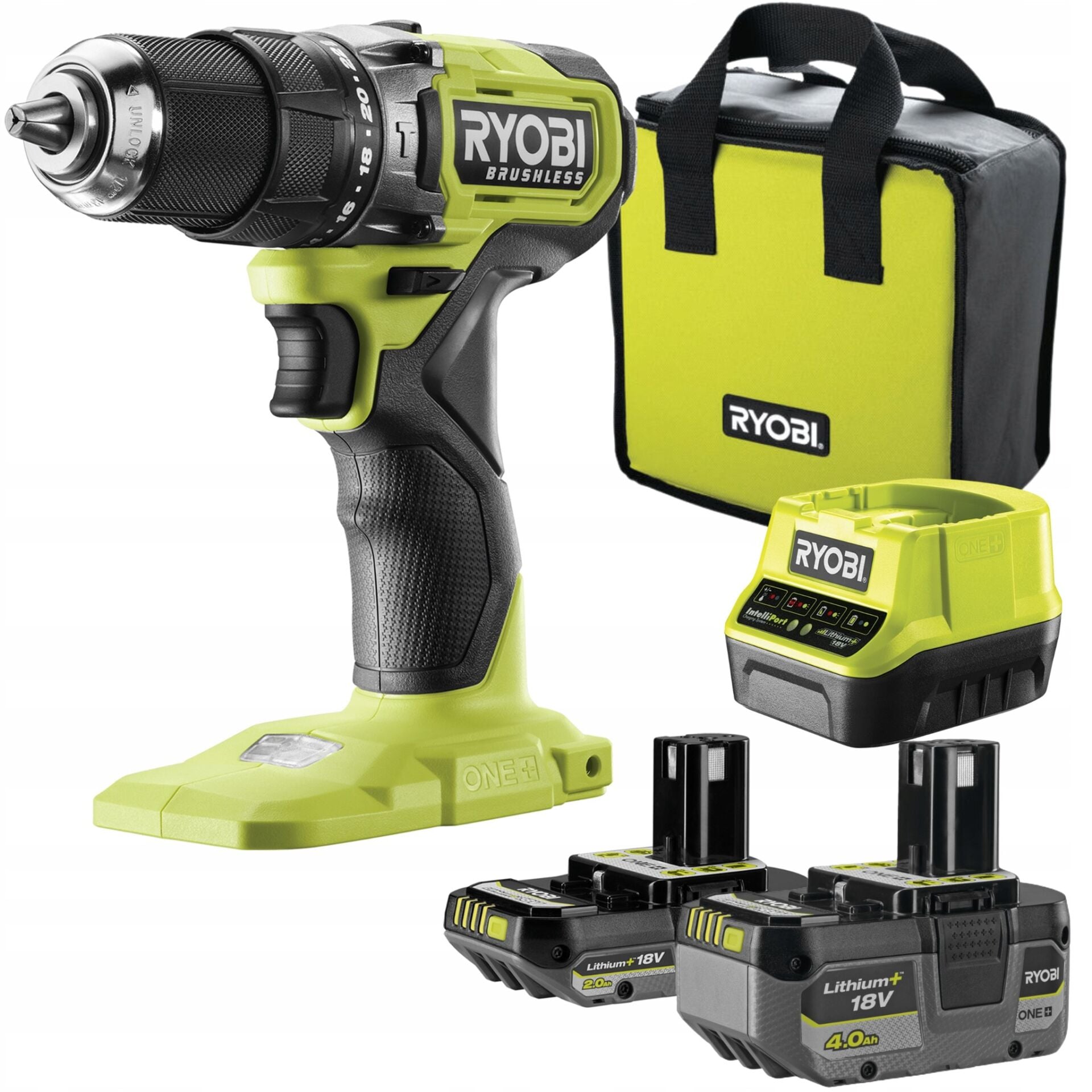 Ryobi RPD18BL1-2C42S 18V Kömürsüz 2.0Ah+ 4.0Ah Akülü Darbeli Matkap Seti - 5133006138