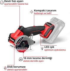 Einhell TP-CO 18/76-C Li BL Solo Akülü Taşlama Makinesi (Akü ve Şarj Cihazı Dahil Değildir) - 4432000