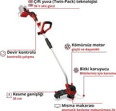 Einhell GP-CT 36/35 Li BL Solo Akülü Kömürsüz Kenar Kesme (Akü ve Şarj Cihazı Dahil Değildir) - 3411330