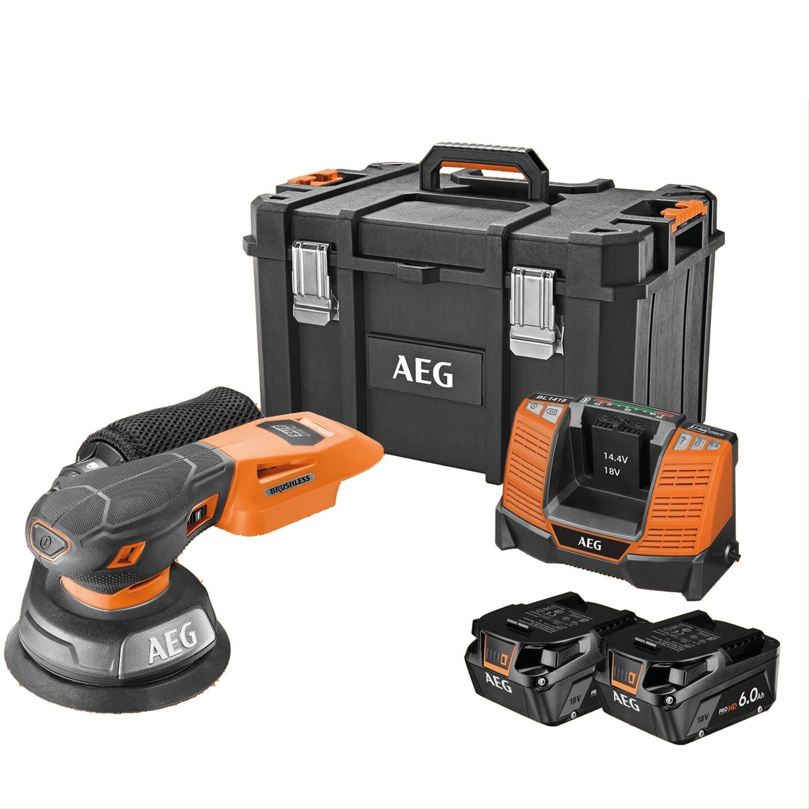 AEG BEX18SBL-125-602TC 2x6.0Ah Çift Akülü Kömürsüz Titreşim Zımpara - 4935500068