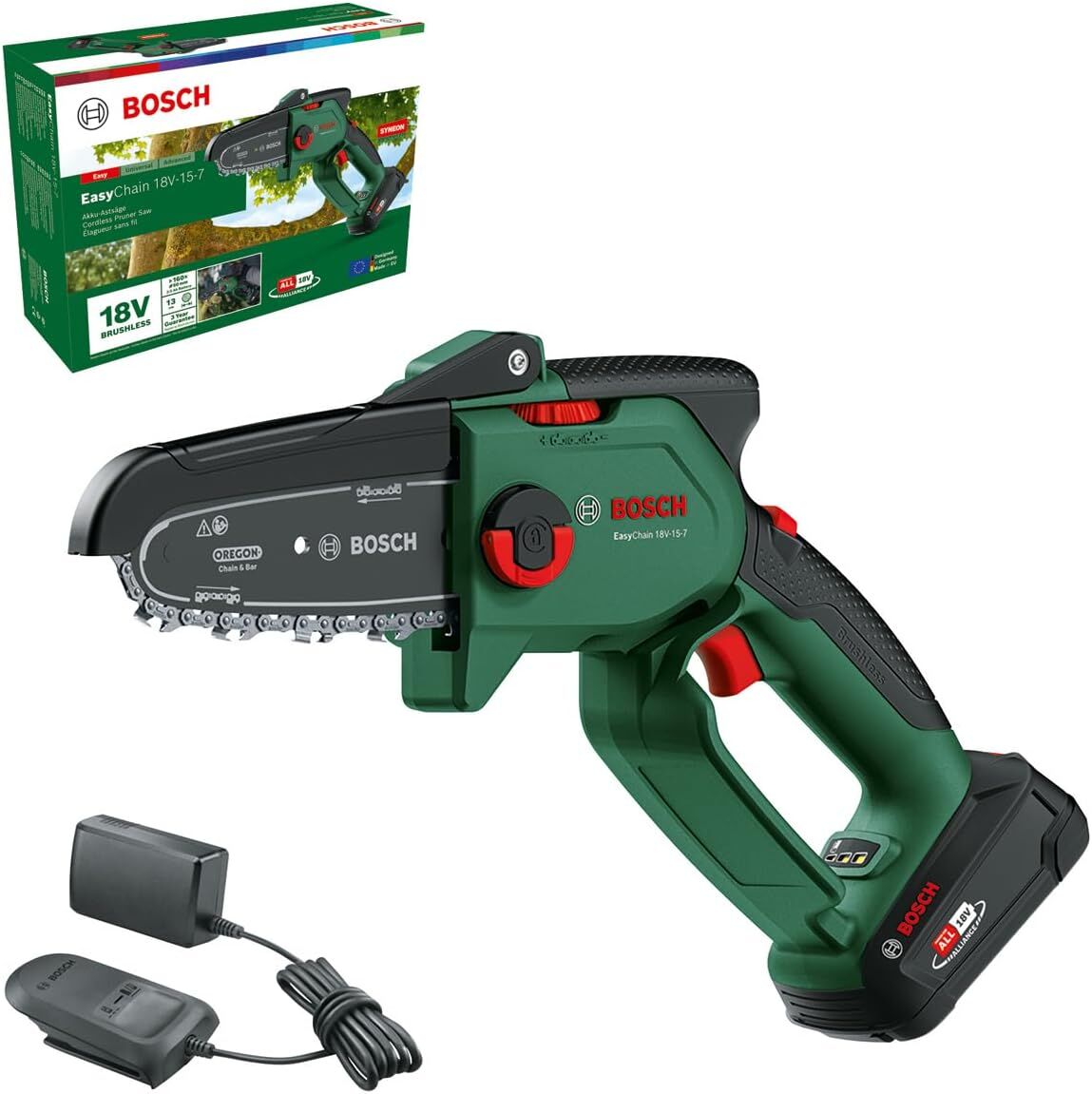 Bosch Easychain 18V-15-7 Tek Akülü 2.5 Ah Zincirli Budama Makinası - 06008B8900