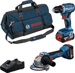 Bosch GSR 18V-45 Akülü Vidalama + GWS 18V-8 Akülü Taşlama 2x4.0Ah Akülü Kombo Set - 0615A5007N