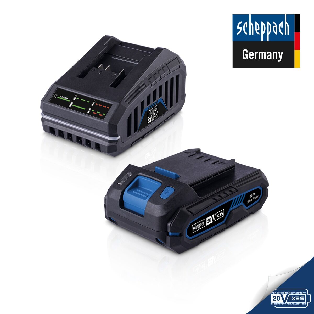 Scheppach Başlangıç Kiti 2.0Ah Akü + 20V Şarj Cihazı - SBSK2.0