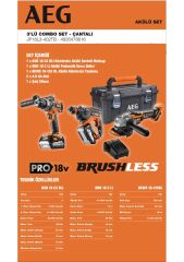 Aeg JP18L3-402TB 2x4.0Ah Çift Akülü Kombo Set - Darbeli Matkap + Kırıcı Delici + Kömürsüz Taşlama - 4935478616
