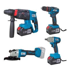 Catpower 1380 Kömürsüz 20V 4.0Ah 3 Akülü 4’lü Set - Kırıcı Delici - Avuç Taşlama - Darbeli Vidalama - Somun Sıkma