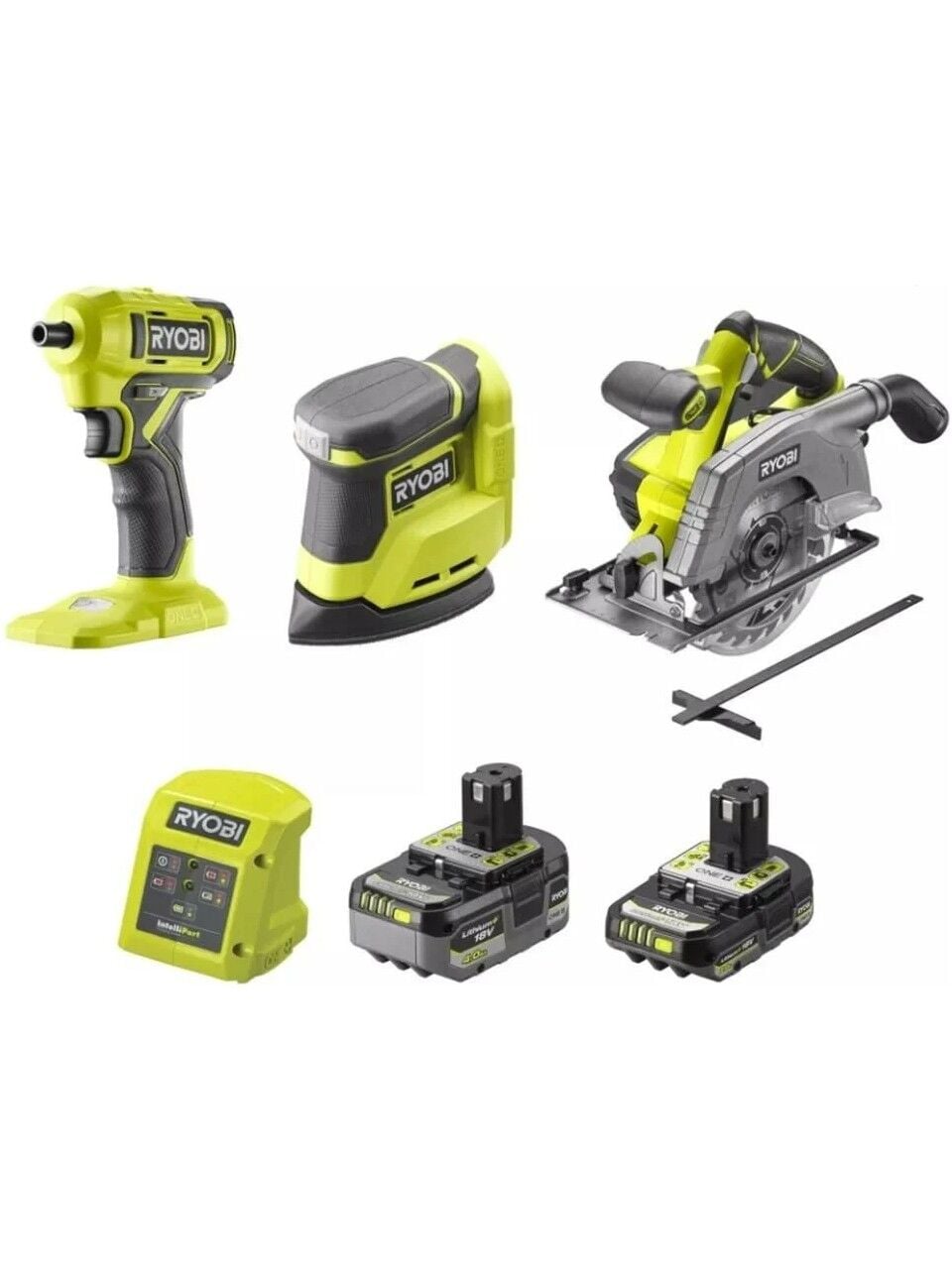 RYOBİ R18CK3G-242G ONE+ 3'Lü Kombo Kit Darbeli Vidalama (RSD18), Daire Testere (R18CSP), Zımpara Makinesi (RPS18) + Şarj Cihazı - 5133006825