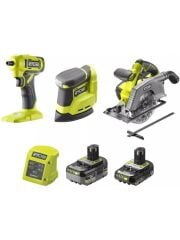 RYOBİ R18CK3G-242G ONE+ 3'Lü Kombo Kit Darbeli Vidalama (RSD18), Daire Testere (R18CSP), Zımpara Makinesi (RPS18) + Şarj Cihazı - 5133006825