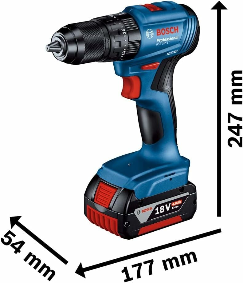 Bosch Professional GSB 185-LI 2 x 2.0Ah Çift Akülü Darbeli Matkap - 06019K3100