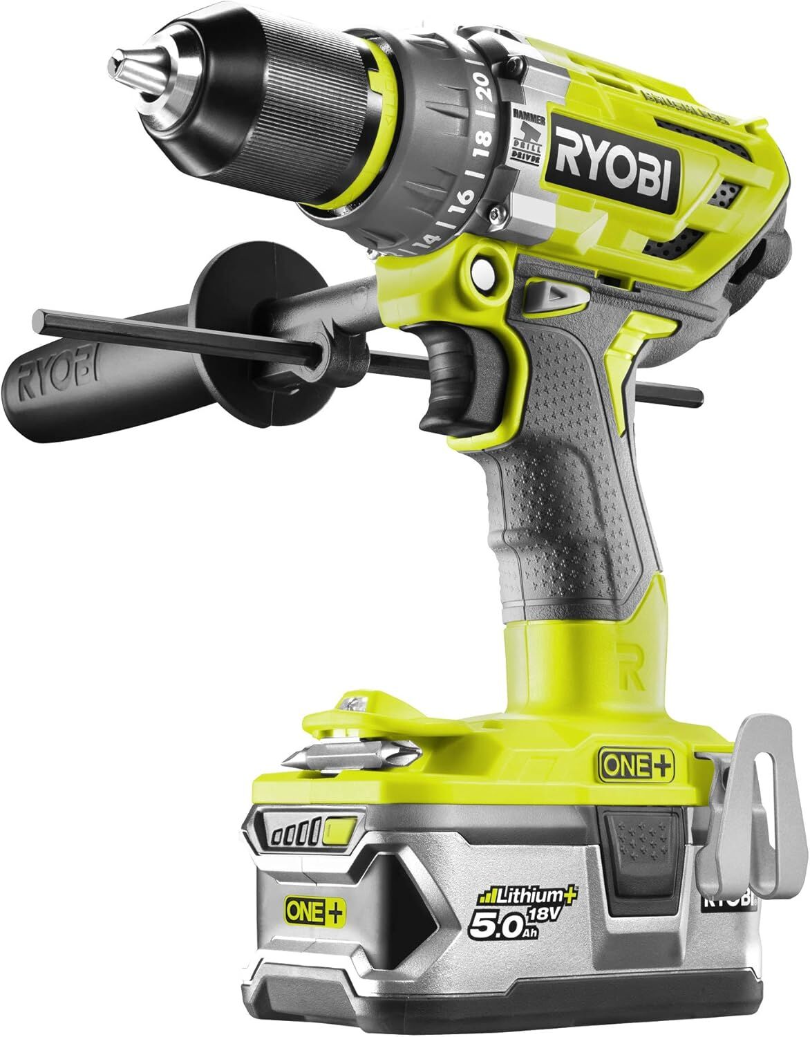 Ryobi R18PD7-252S ONE+ 18V Kömürsüz-85Nm/2.0Ah + 5.0Ah Akülü Darbeli Matkap Seti - 5133004391