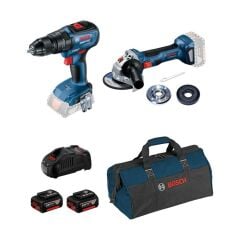 Bosch Gsr 185 + GDX 180 + GWS 180 2x4Ah Akülü Çantalı Vidalama Taşlama Seti - 0615990N3P