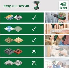 Bosch EasyDrill 18V-40 2.0Ah Çift Akülü Matkap - 06039D8005
