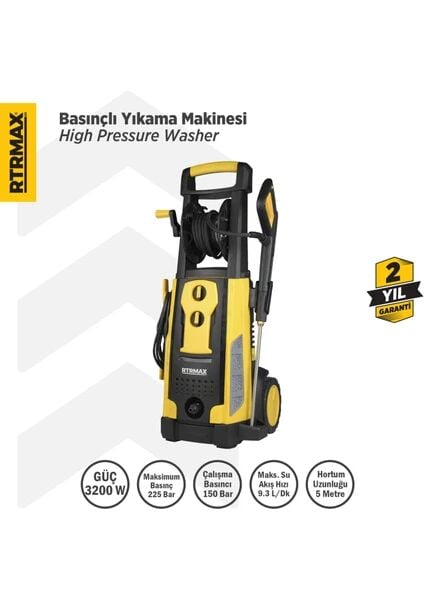 RTRMAX RTM716 Yüksek Basınçlı Yıkama 3200 W 225 Bar