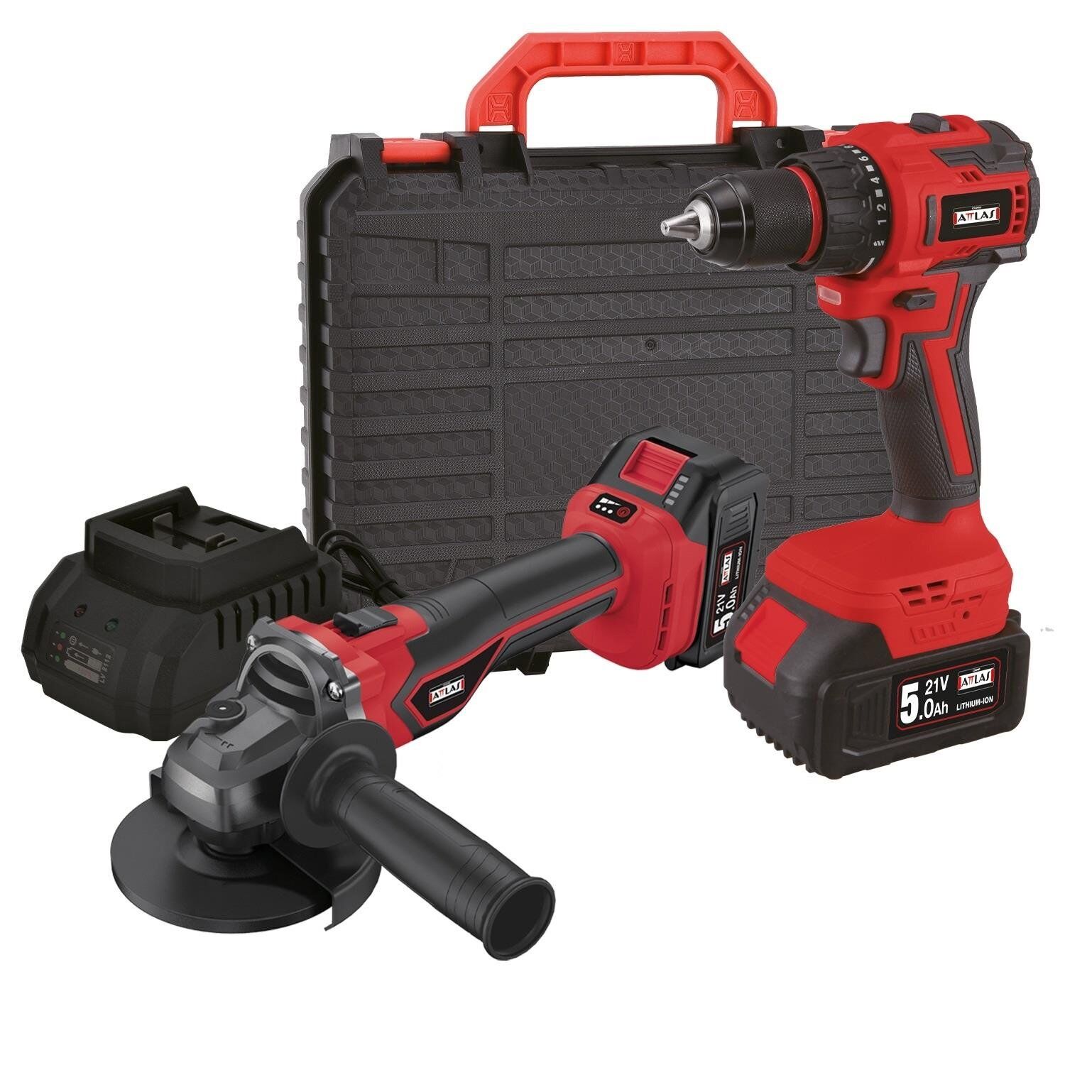 Attlas ATBL 21 2'li Kömürsüz Akülü Set Matkap + Taşlama 2 x 5.0Ah Akü - A0104099