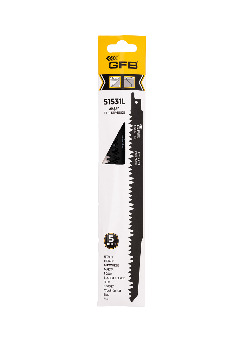 Gfb S1531L Tilki Kuyruğu Ahşap Testere Bıçağı 240 mm - 5 Adet