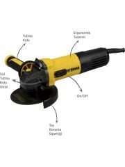 Rtrmax RTM1080 Avuç Taşlama Makinası 115 mm 750 W Devir Ayarlı