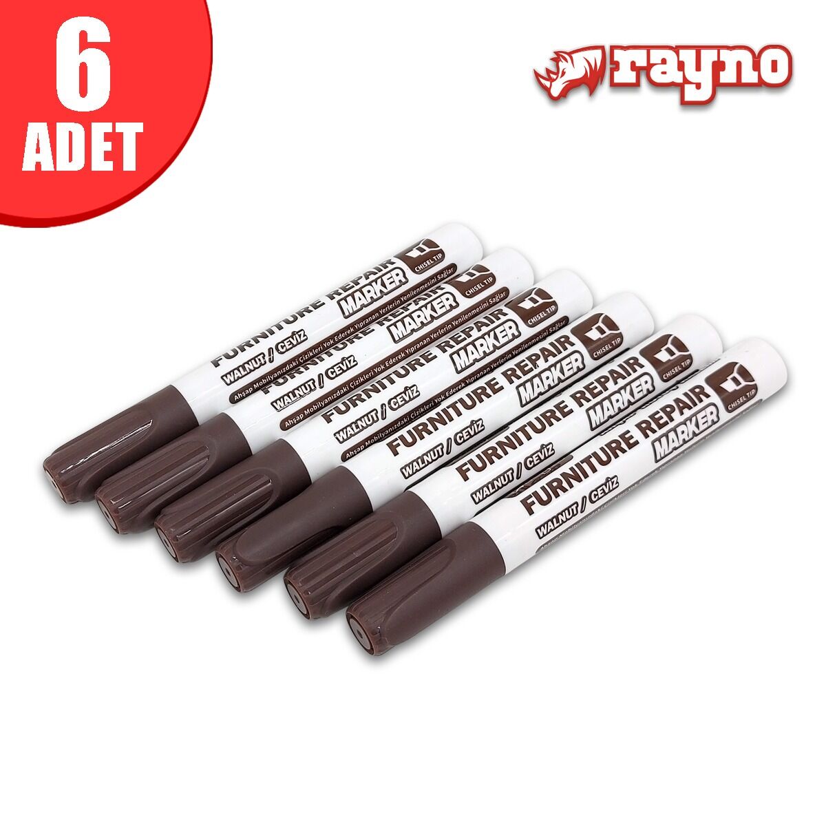 Rayno Ahşap Rötuş Kalemi Seti Ceviz 6 Lı - RYN10460