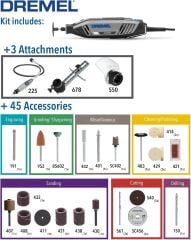 Dremel 4250-3/45 El Motoru Hobi Gravür Seti 45 Parça - F0134250JF