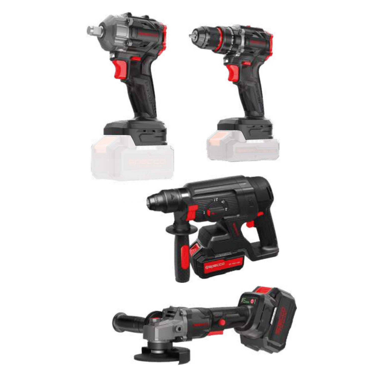 Specco Black Spark 4'lü Akülü Set 2x4.0Ah (BS20V 1050 Darbeli Matkap+ BS20V-350N Somun Sökme+BS20V-115/125A Taşlama+BS20V-SDS26 Kırıcı Delici ) - XBS20V-001SET
